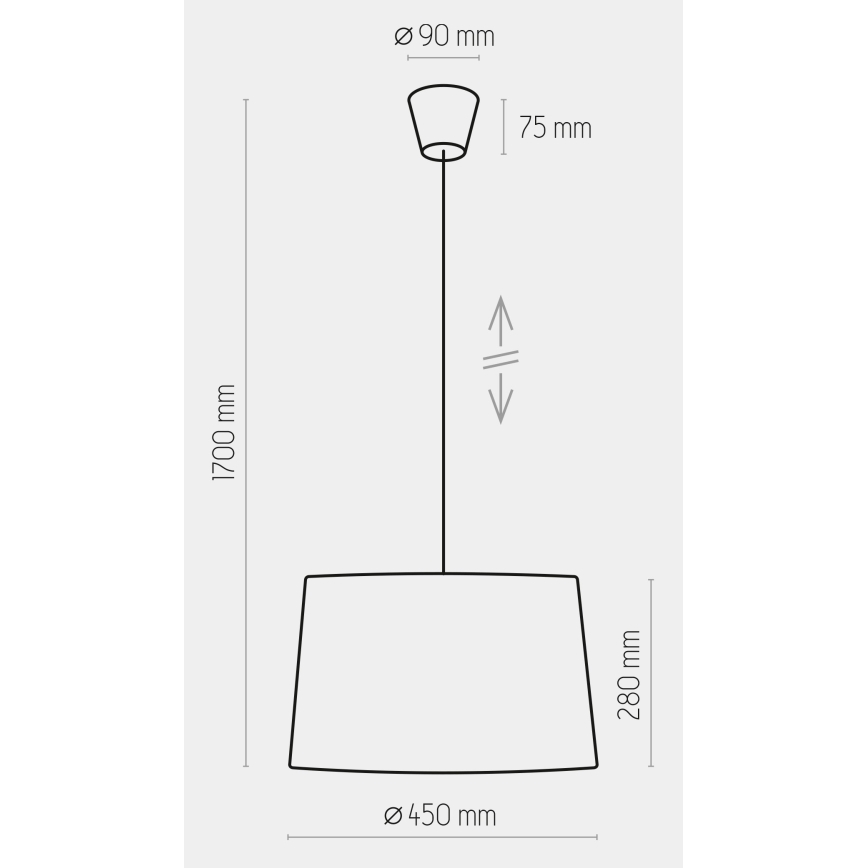 Висящ полилей MAJA 1xE27/25W/230V сив