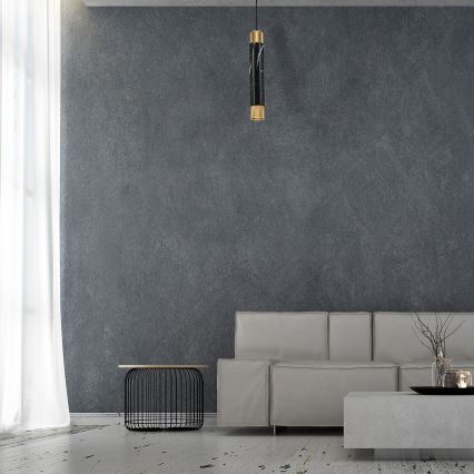 Висящ полилей MARBLE 1xGU10/8W/230V черен/златен