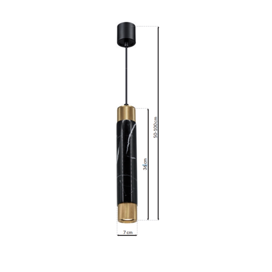 Висящ полилей MARBLE 1xGU10/8W/230V черен/златен