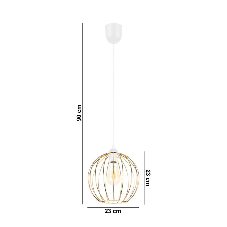 Висящ полилей MATT 1xE27/60W/230V бял/златист