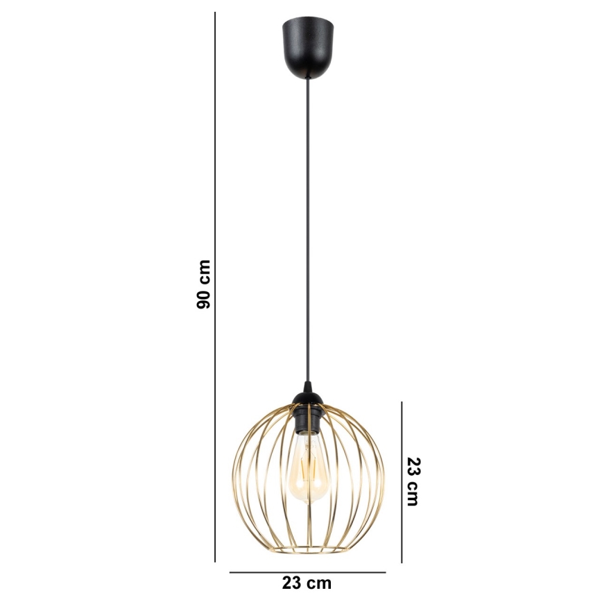 Висящ полилей MATT 1xE27/60W/230V черен/златист