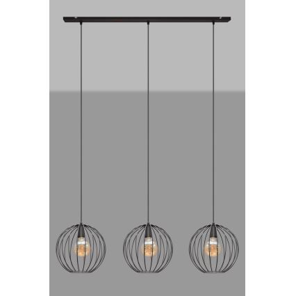Висящ полилей MERCURE 3xE27/15W/230V черен