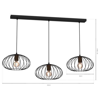 Висящ полилей MERIDIANO 3xE27/60W/230V