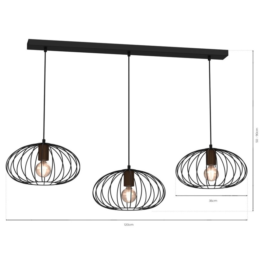 Висящ полилей MERIDIANO 3xE27/60W/230V