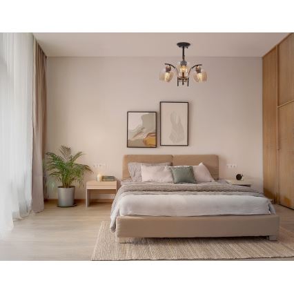 Висящ полилей MERRA 3xE27/40W/230V черен/бежов