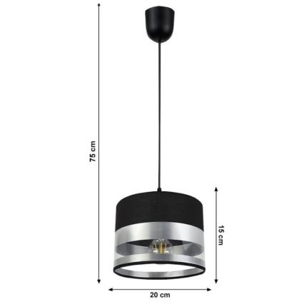 Висящ полилей MILO 1xE27/60W/230V сребрист/черен
