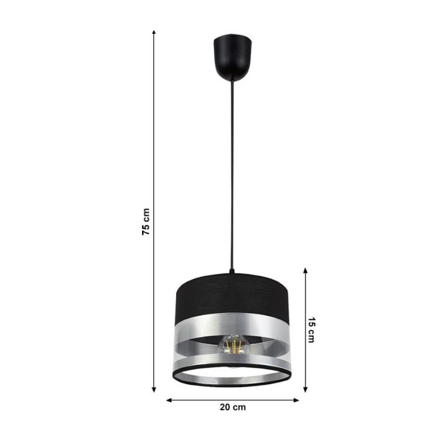 Висящ полилей MILO 1xE27/60W/230V сребрист/черен