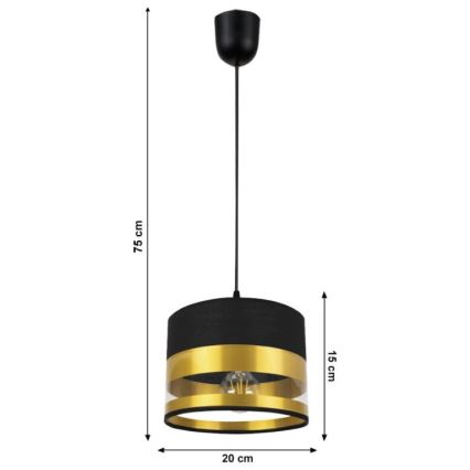 Висящ полилей MILO 1xE27/60W/230V златист/черен