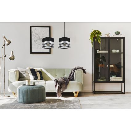 Висящ полилей MILO 2xE27/60W/230V сребрист/черен