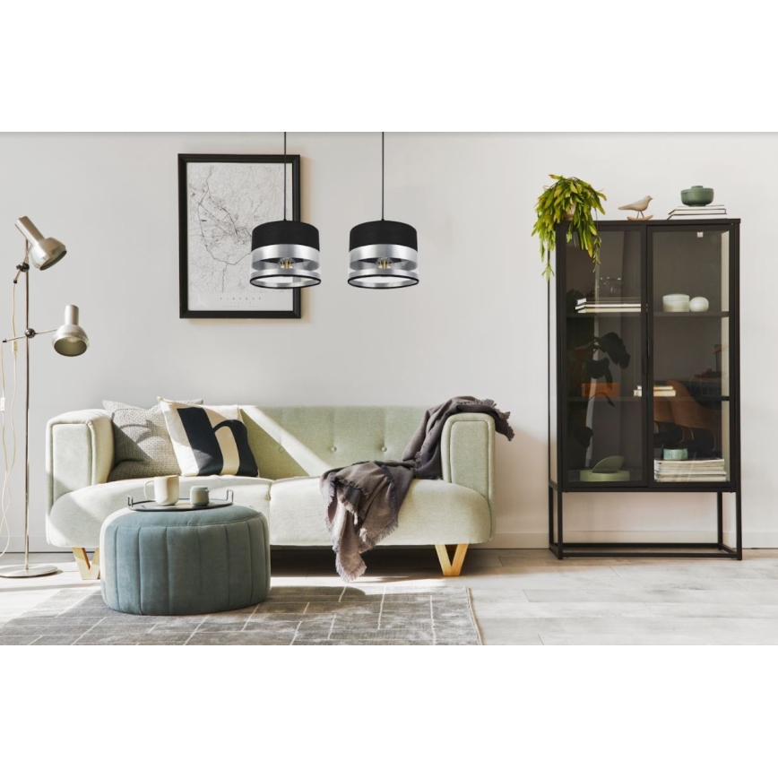 Висящ полилей MILO 2xE27/60W/230V сребрист/черен