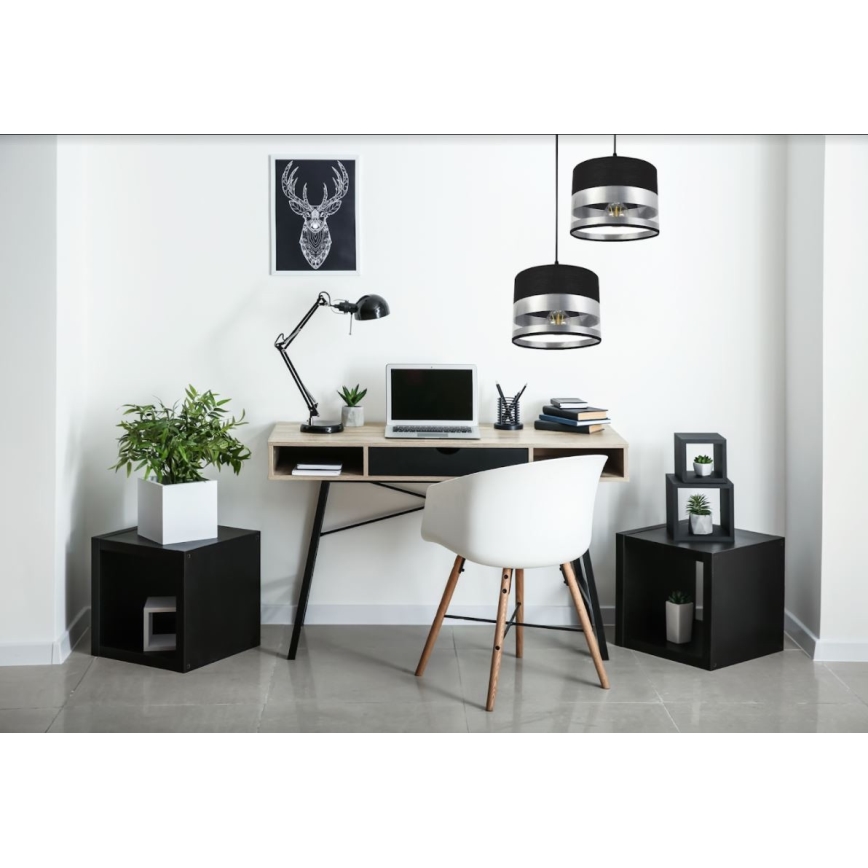 Висящ полилей MILO 2xE27/60W/230V сребрист/черен