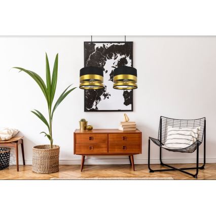 Висящ полилей MILO 2xE27/60W/230V златист/черен