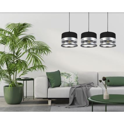 Висящ полилей MILO 3xE27/60W/230V сребрист/черен