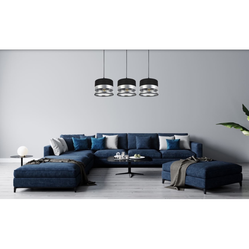 Висящ полилей MILO 3xE27/60W/230V сребрист/черен