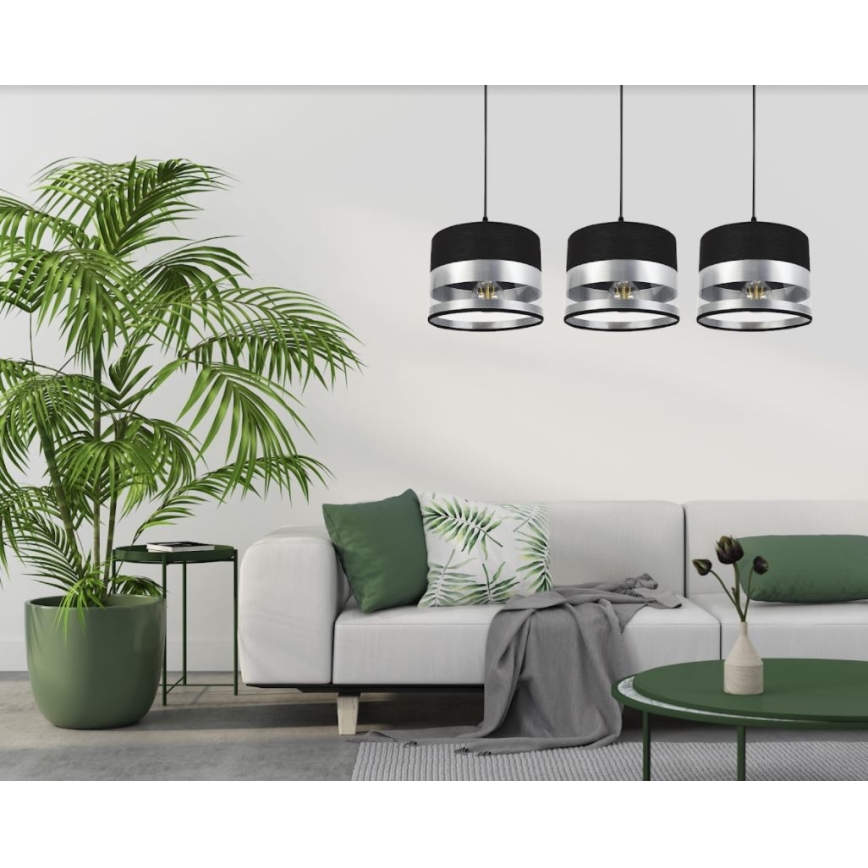 Висящ полилей MILO 3xE27/60W/230V сребрист/черен