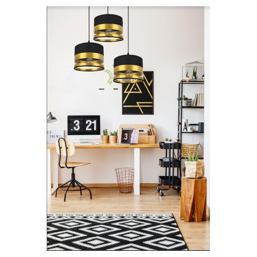 Висящ полилей MILO 3xE27/60W/230V златист/черен