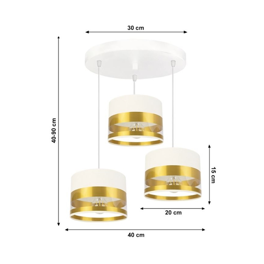 Висящ полилей MILO 3xE27/60W/230V златист