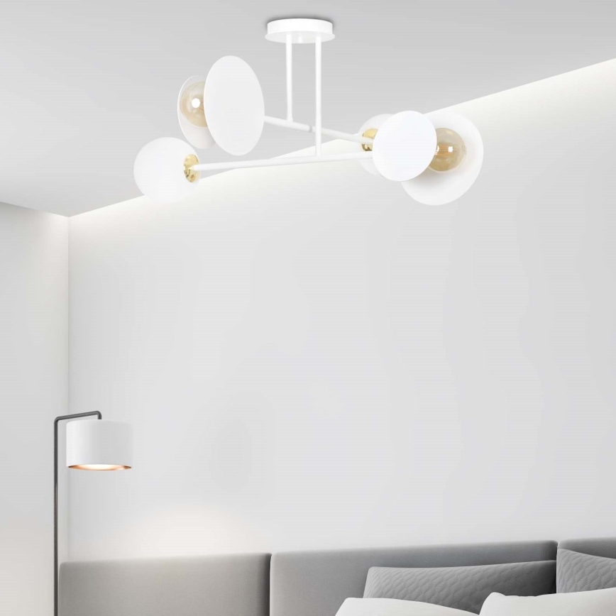 Висящ полилей MINERVA 2xE27/15W + 2xE14/10W/230V бял