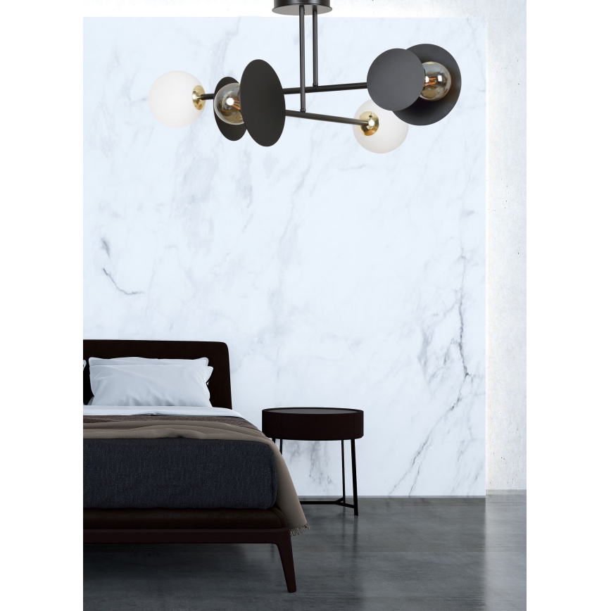 Висящ полилей MINERVA 2xE27/15W + 2xE14/10W/230V черен