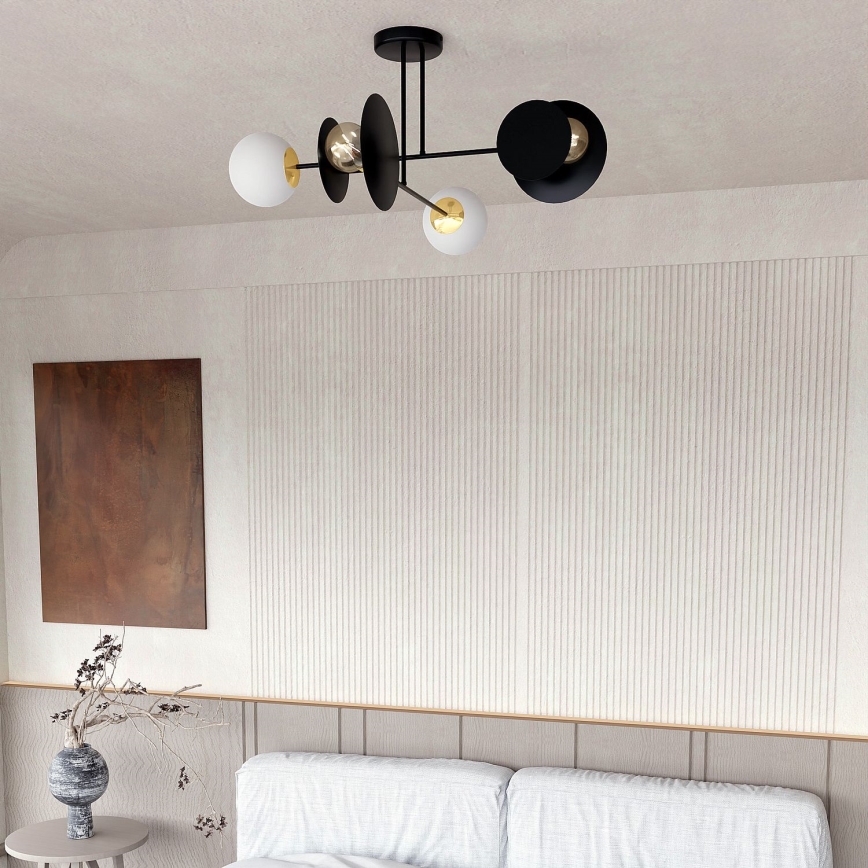 Висящ полилей MINERVA 2xE27/15W + 2xE14/10W/230V черен