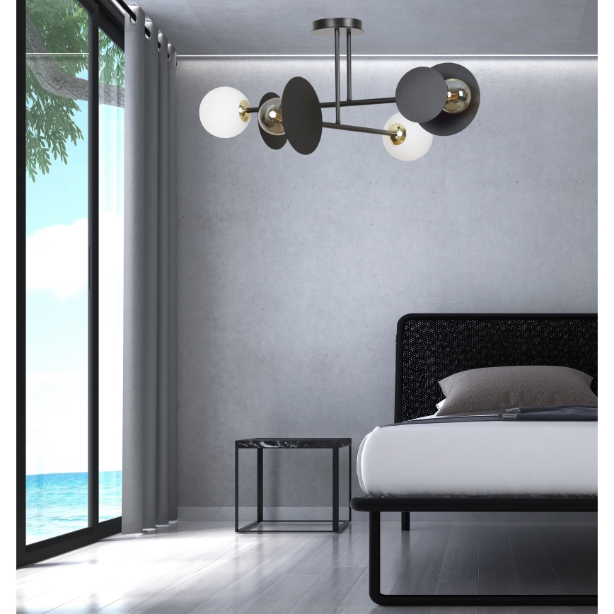 Висящ полилей MINERVA 2xE27/15W + 2xE14/10W/230V черен