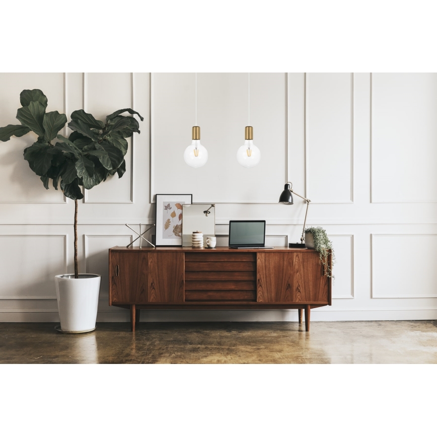 Висящ полилей MIROS 2xE27/60W/230V бел/златист