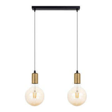 Висящ полилей MIROS 2xE27/60W/230V черен/златист