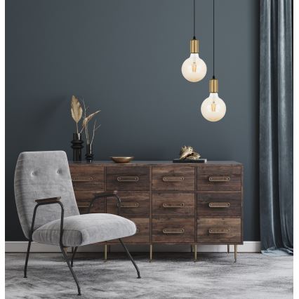 Висящ полилей MIROS 2xE27/60W/230V кръгъл черен/златист