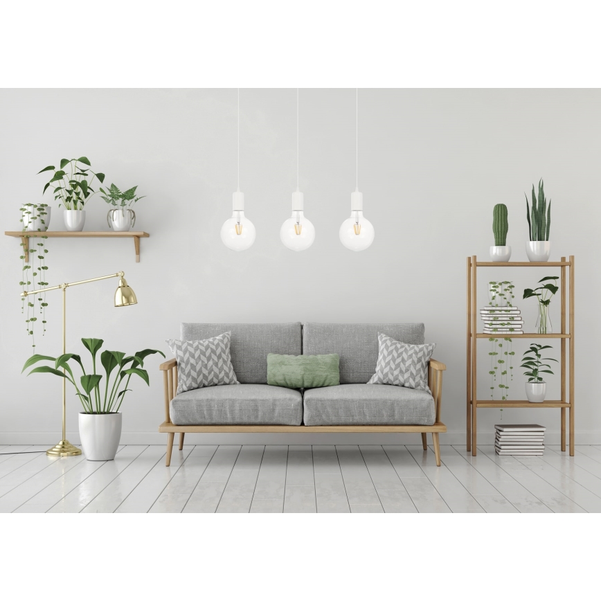 Висящ полилей MIROS 3xE27/60W/230V бял