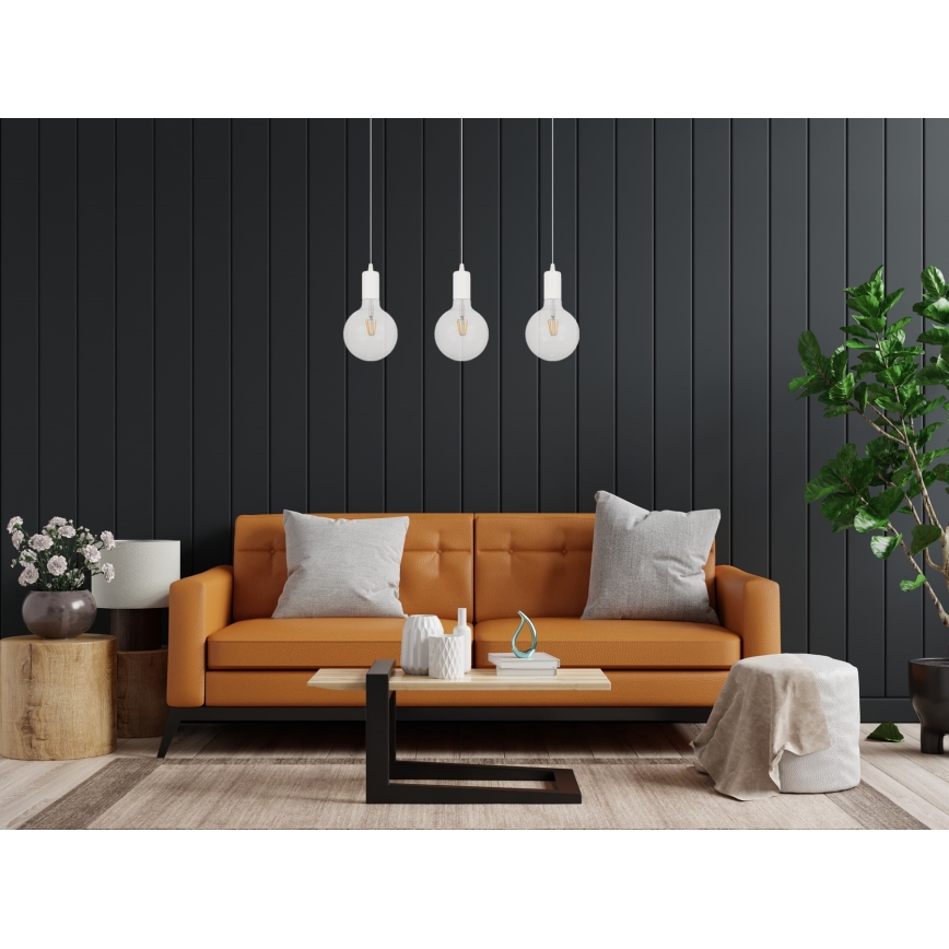 Висящ полилей MIROS 3xE27/60W/230V бял
