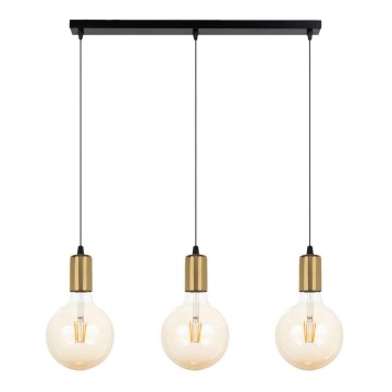 Висящ полилей MIROS 3xE27/60W/230V черен/златист