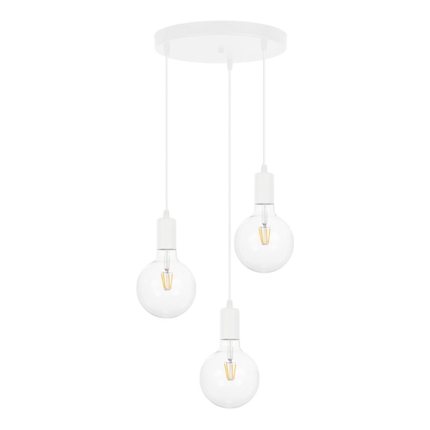 Висящ полилей MIROS 3xE27/60W/230V кръгъл бял