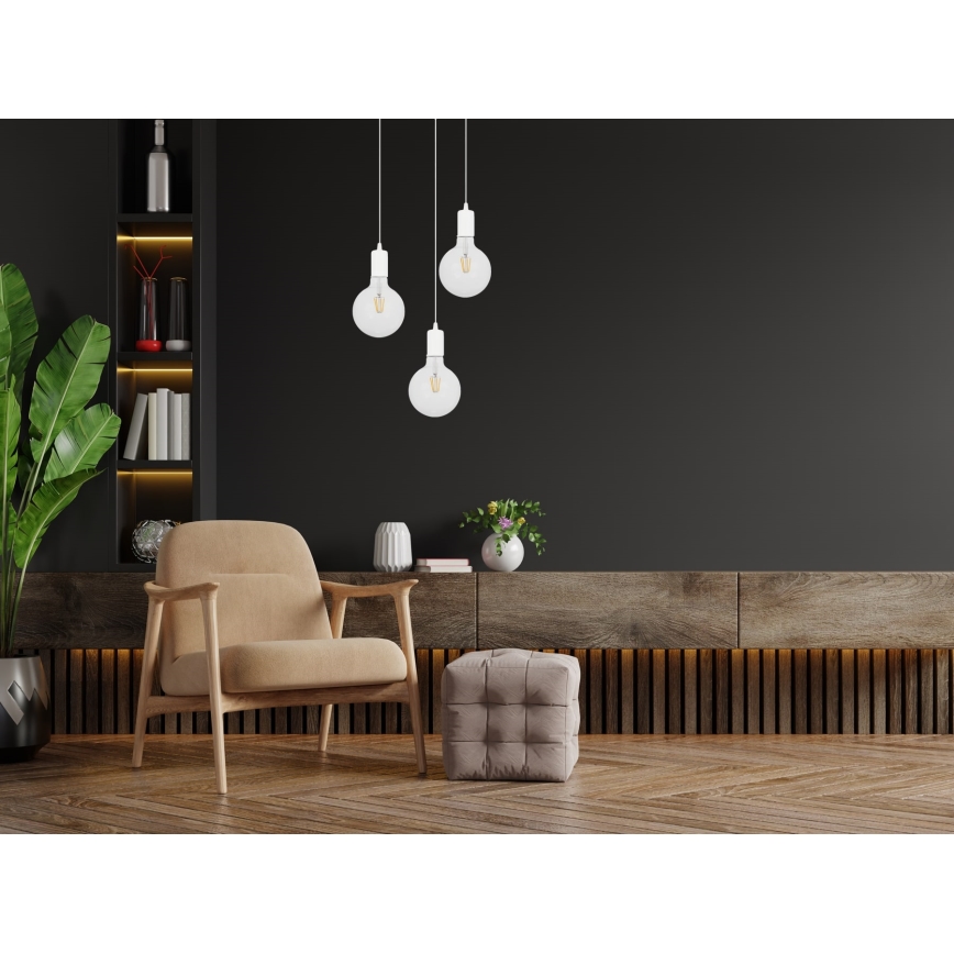Висящ полилей MIROS 3xE27/60W/230V кръгъл бял