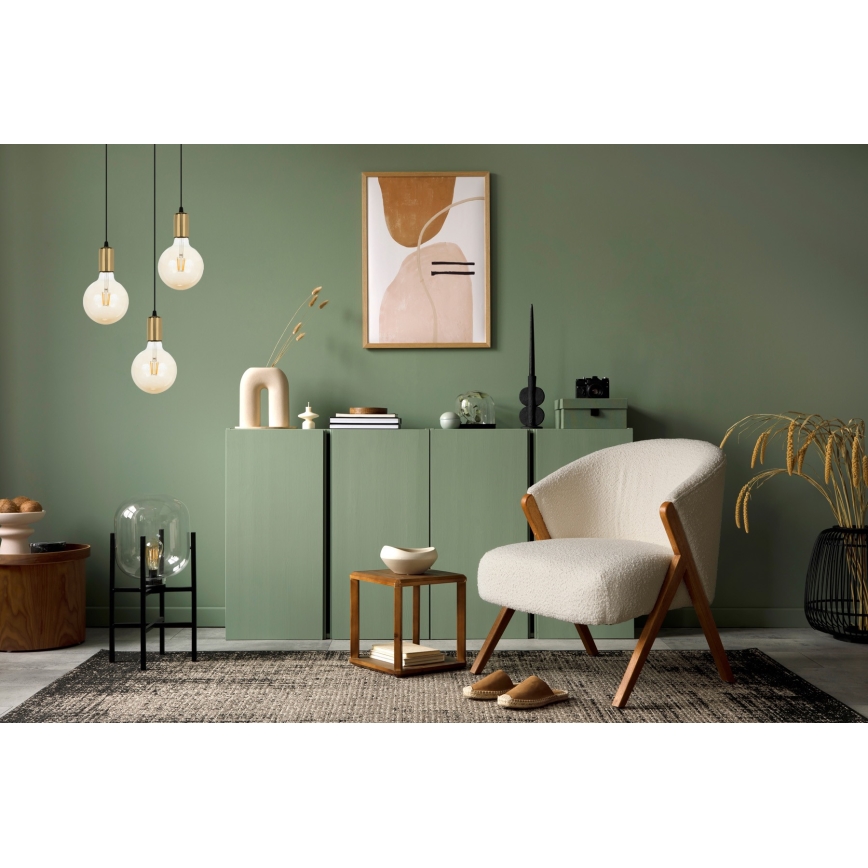 Висящ полилей MIROS 3xE27/60W/230V кръгъл черен/златист