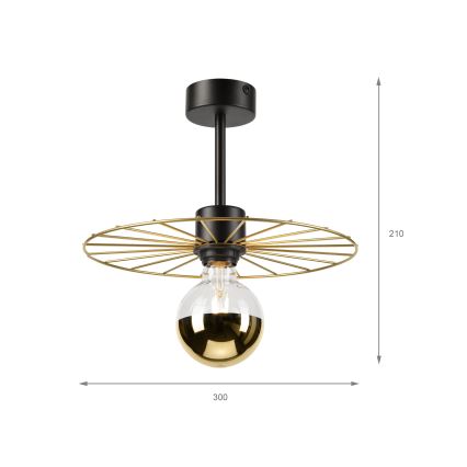 Висящ полилей MONTANA 1xE27/15W/230V Ø 30 cm златист/черен