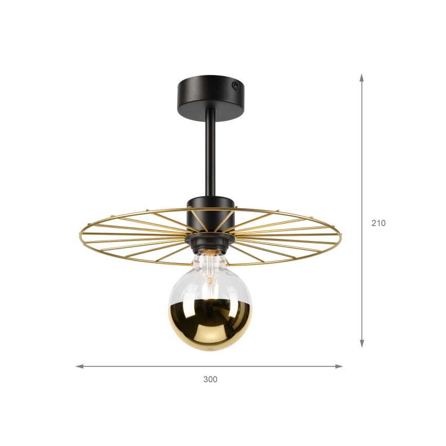 Висящ полилей MONTANA 1xE27/15W/230V Ø 30 cm златист/черен