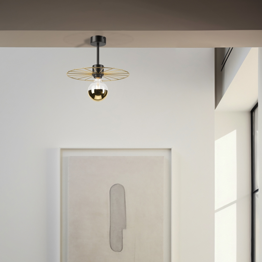 Висящ полилей MONTANA 1xE27/15W/230V Ø 30 cm златист/черен