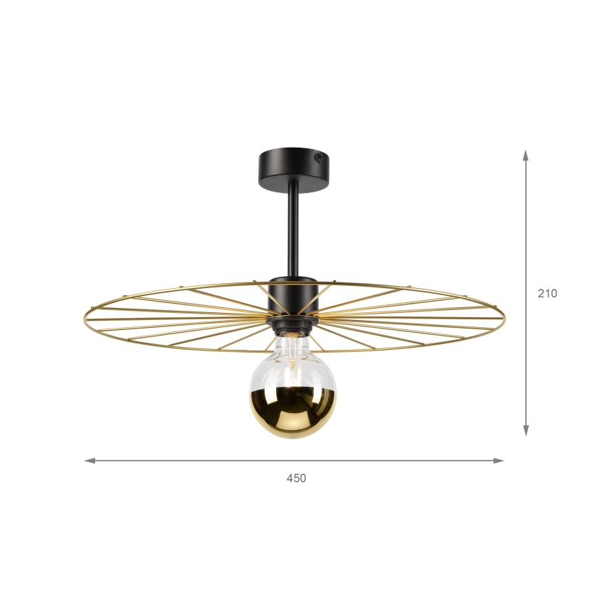 Висящ полилей MONTANA 1xE27/15W/230V Ø 45 cm златист/черен