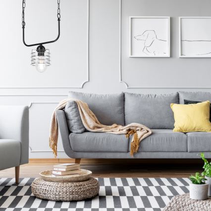 Висящ полилей MORGAN 1xE27/60W/230V черен/хром