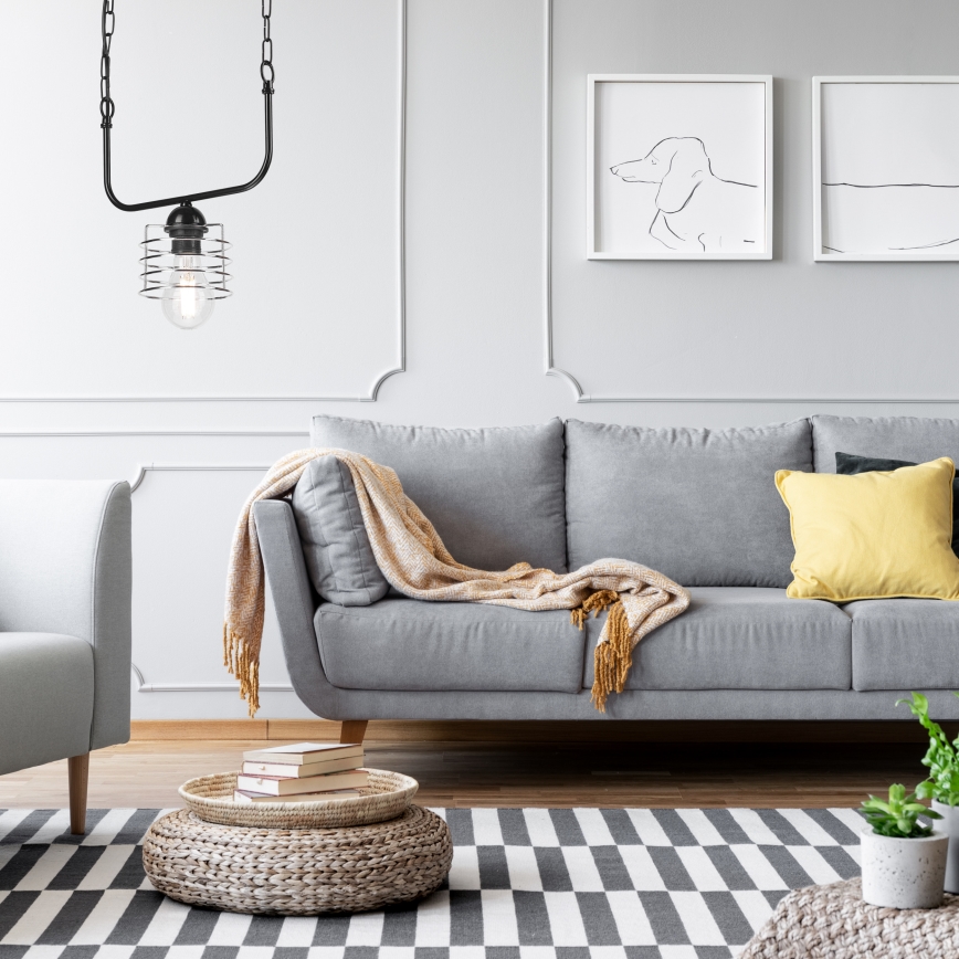 Висящ полилей MORGAN 1xE27/60W/230V черен/хром