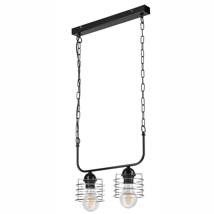 Висящ полилей MORGAN 2xE27/60W/230V черен/хром