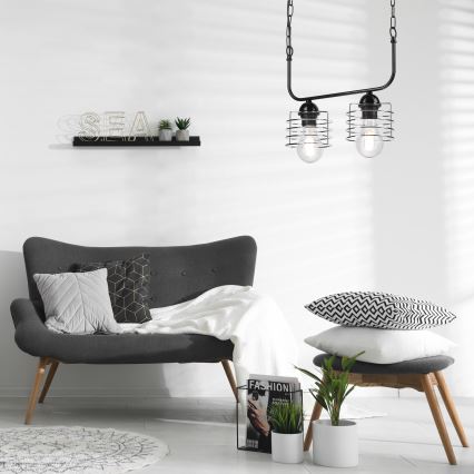 Висящ полилей MORGAN 2xE27/60W/230V черен/хром