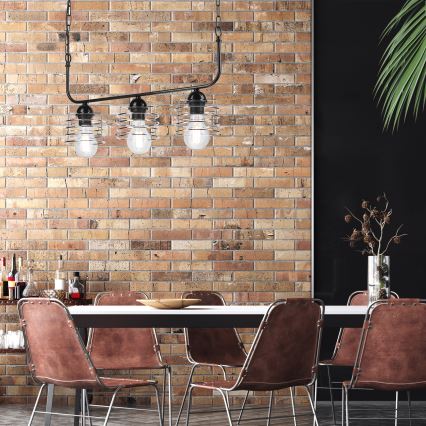 Висящ полилей MORGAN 3xE27/60W/230V черен/хром