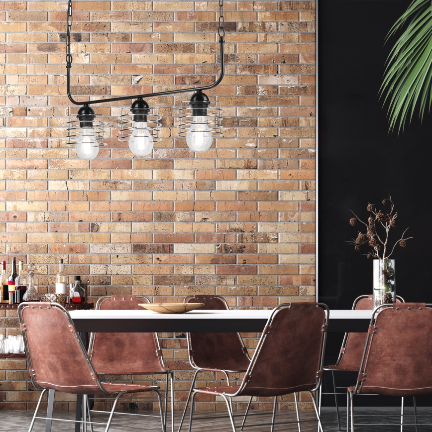 Висящ полилей MORGAN 3xE27/60W/230V черен/хром