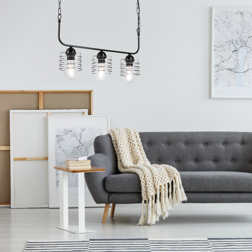 Висящ полилей MORGAN 3xE27/60W/230V черен/хром