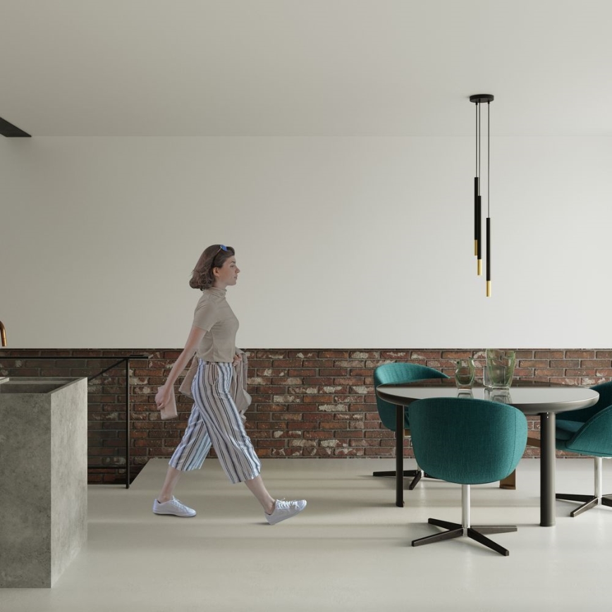 Висящ полилей MOSAIC 3xG9/12W/230V черен/златист