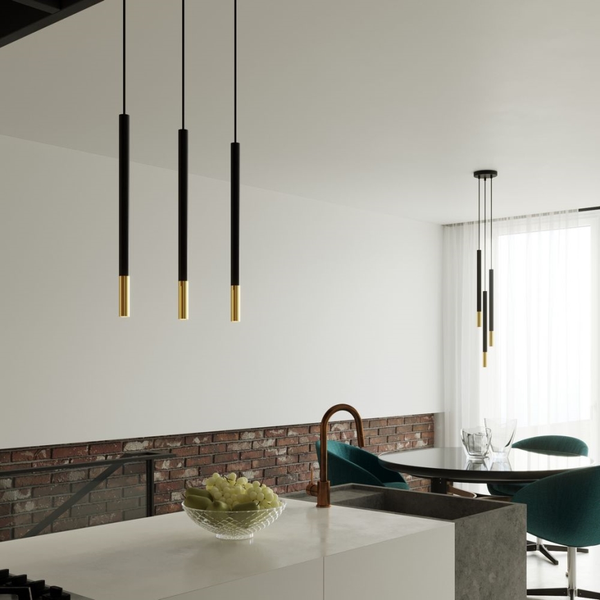 Висящ полилей MOSAIC 3xG9/12W/230V черен/златист