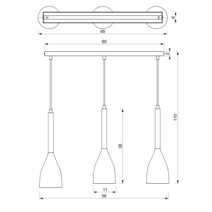 Висящ полилей MUZA 3xE27/60W/230V