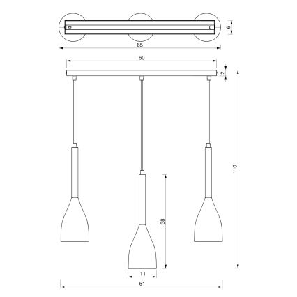 Висящ полилей MUZA NEW 3xE27/60W/230V бял