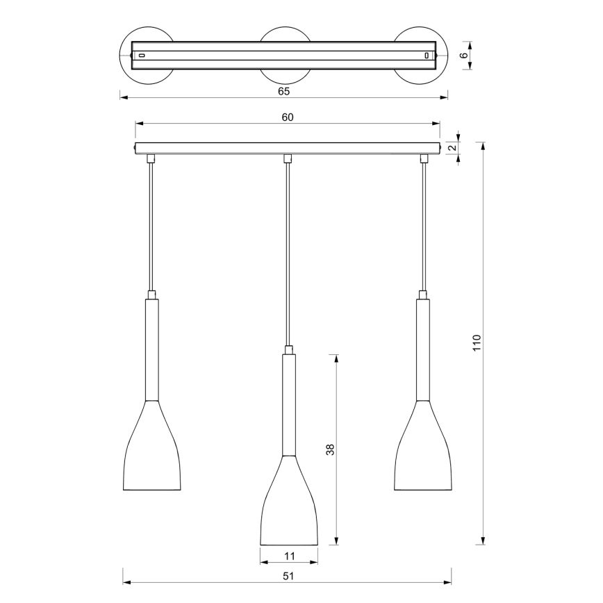 Висящ полилей MUZA NEW 3xE27/60W/230V бял
